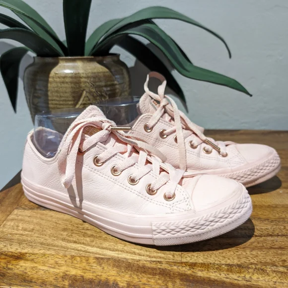 Converse Shoes Converse Chuck Taylor All Star Lux Low Pink Leather Rose Gold Accents W8m6 Poshmark